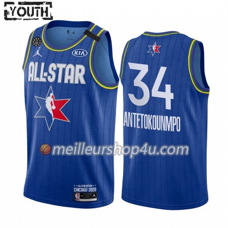 Maillot Basket Enfant Milwaukee Bucks Giannis Antetokounmpo 34 2020 All-Star Jordan Brand Bleu Swingman